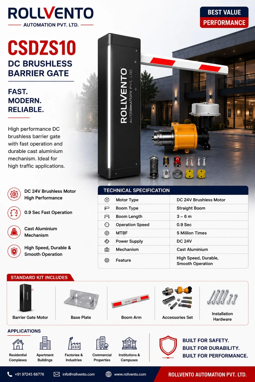 CSDZS10 CSDZS10 DC Brushless Barrier Gate — complete set