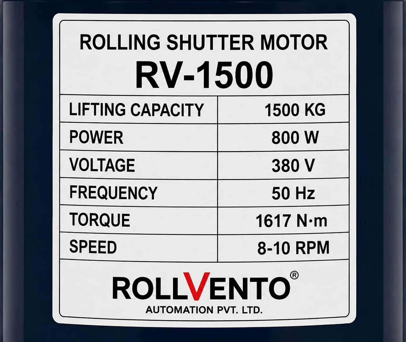 RV-1500 RV-1500 Three Phase Rolling Shutter Motor — detail view