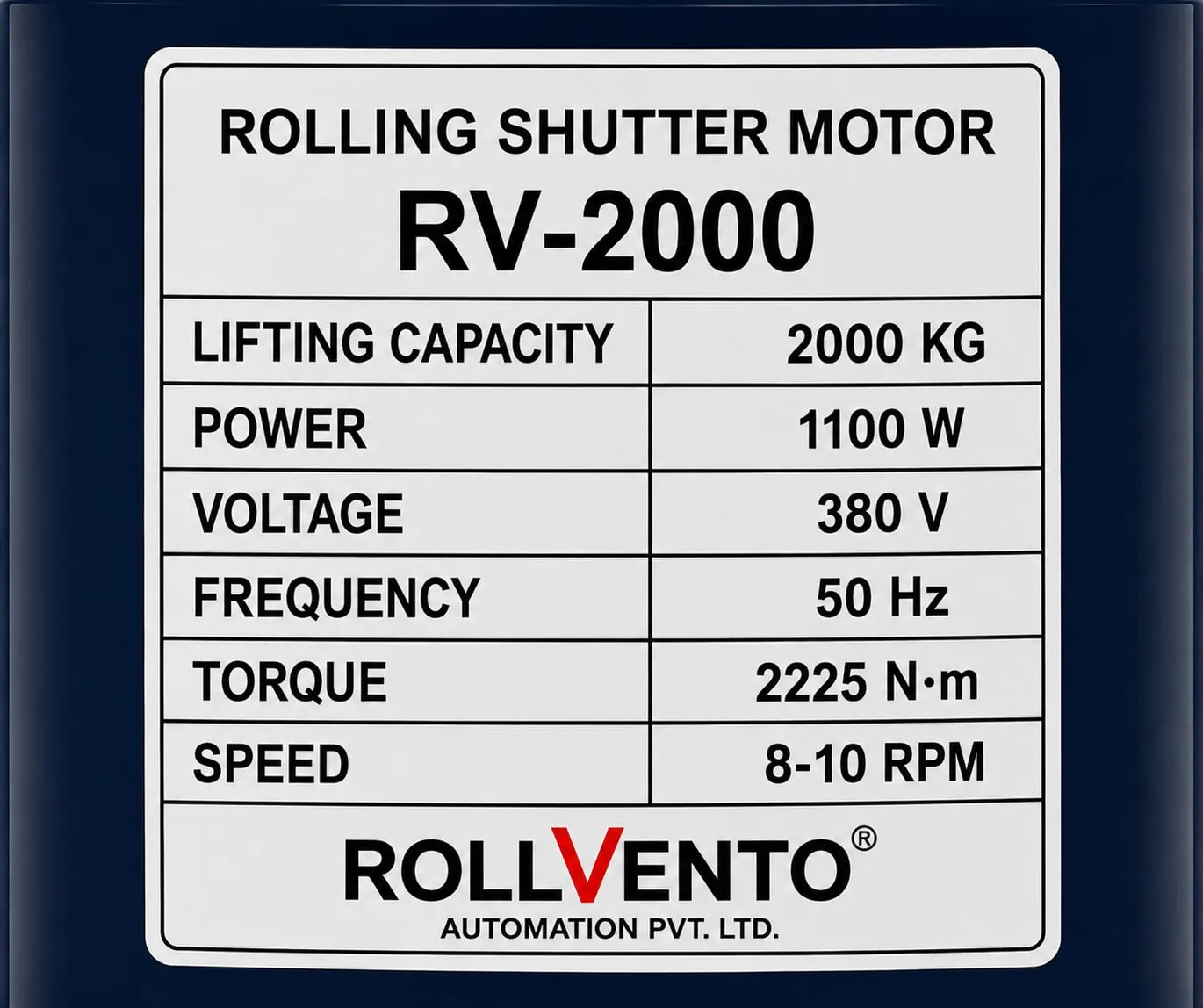 RV-2000 RV-2000 Three Phase Rolling Shutter Motor — detail view
