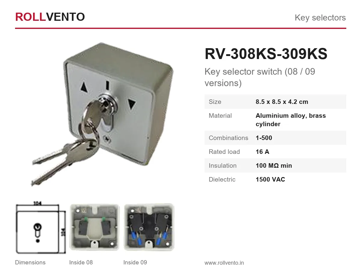 RV-308KS / RV-309KS Rollvento RV-308KS / RV-309KS Key selector switch (08 / 09 versions) — primary view