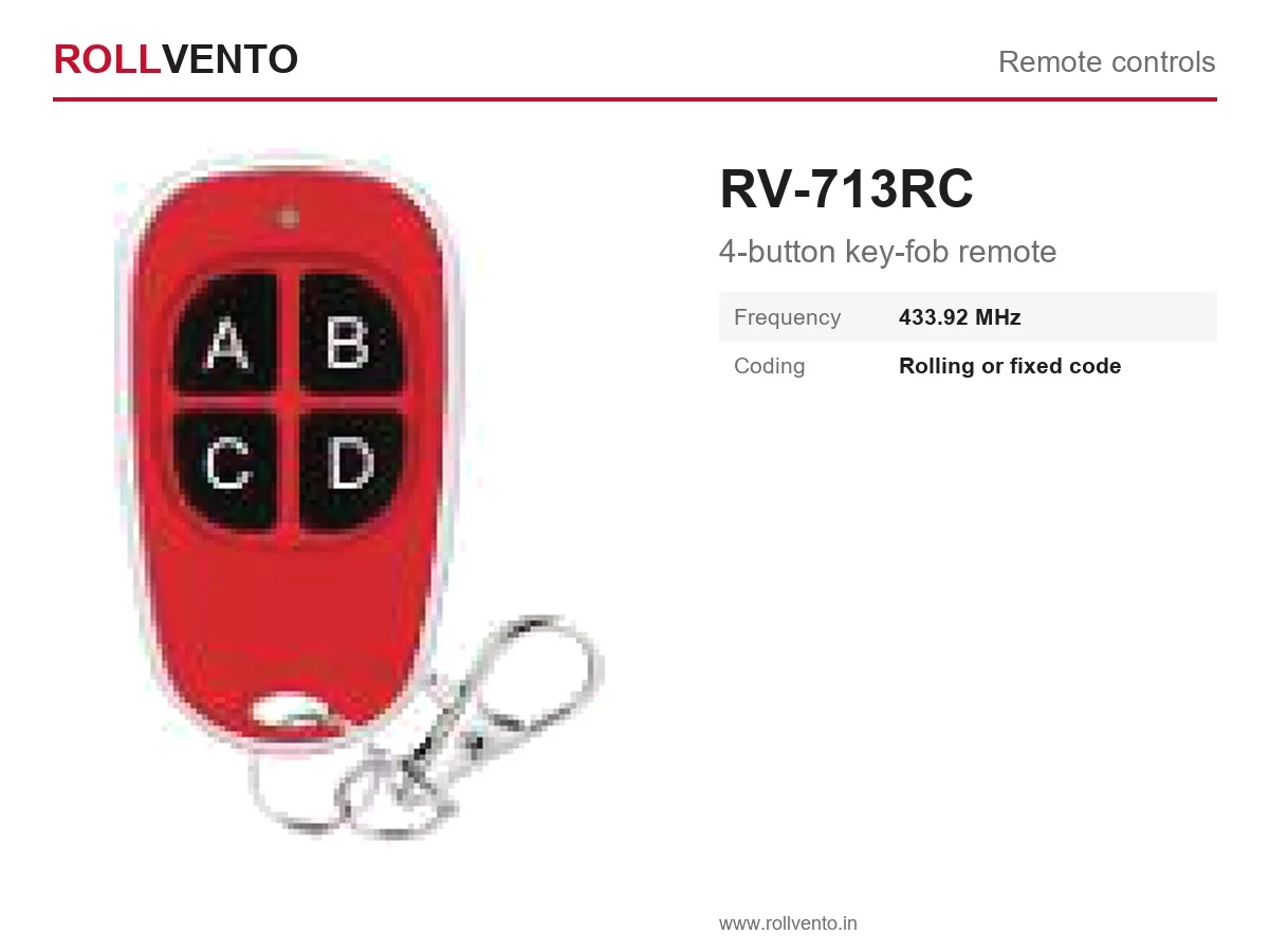 RV-713RC Rollvento RV-713RC 4-button key-fob remote — primary view