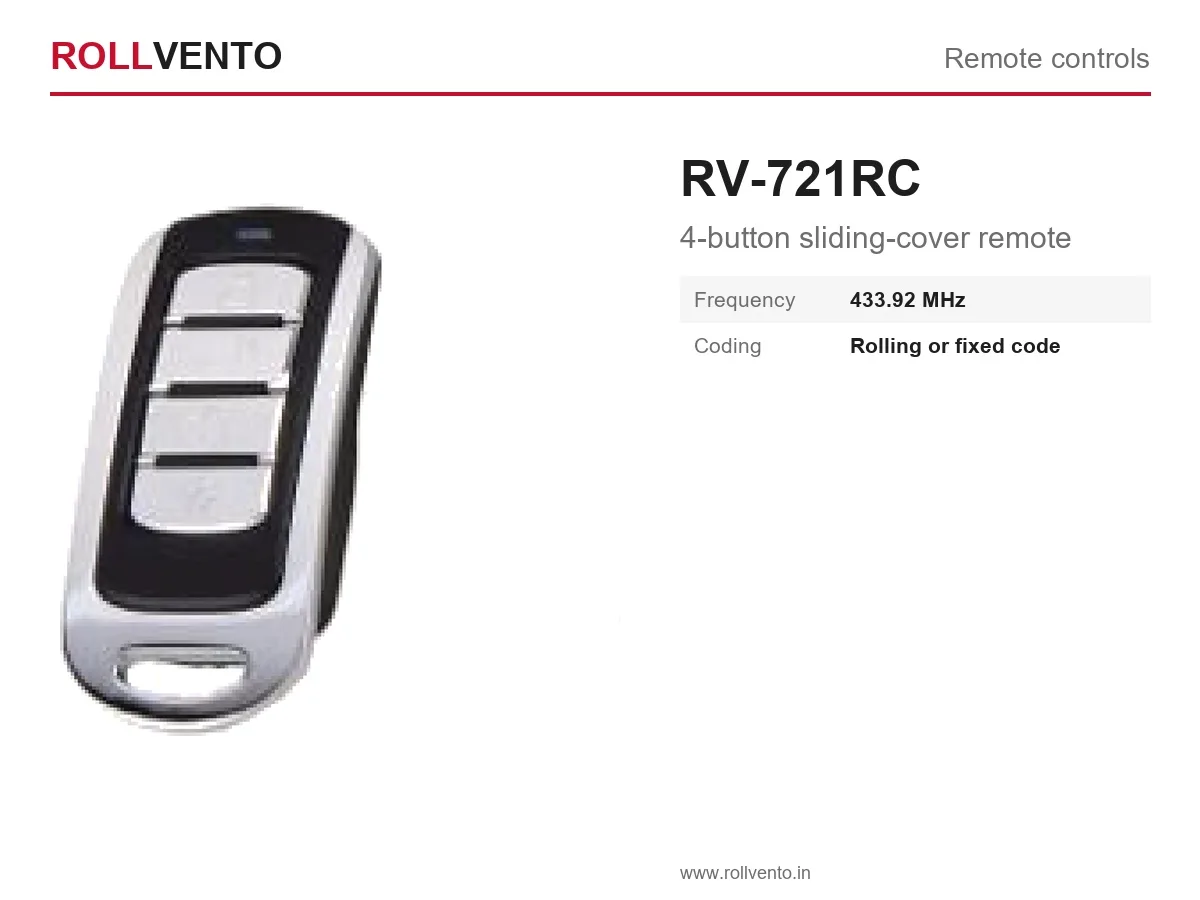 RV-721RC Rollvento RV-721RC 4-button sliding-cover remote — primary view